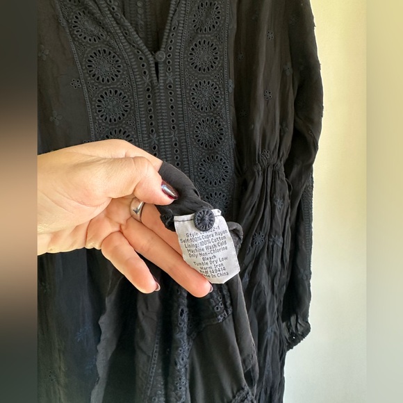 Johnny Was Black Mercury Eyelet Lace Maxi Dress Large - Picture 12 of 12